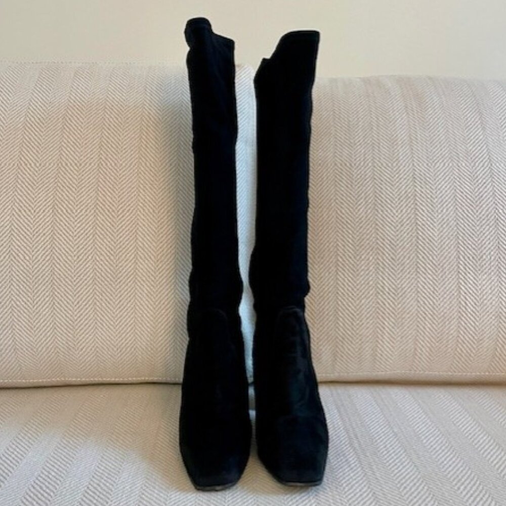 Stuart Weitzman Black Suede High Heel Boots – Back Zip – Size 6 – Made in Spain